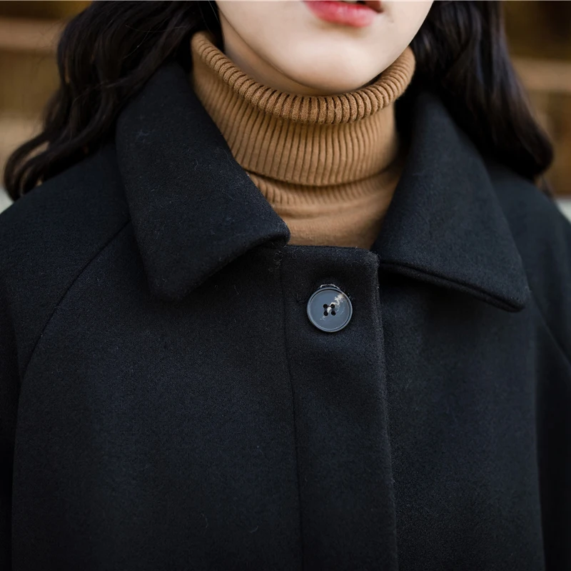 

Black Big Size Padded Coat Long Sleeve Loose Fit Women Parkas Fashion Tide New Autumn Winter 2020 Long Woolen Coat FC491
