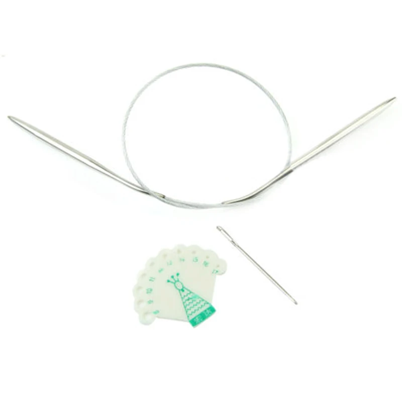 11 Sizes 43cm Durable Silver Crochet Knitting Needle Tool Set Stainless Steel Circular Sewing Needles | Дом и сад