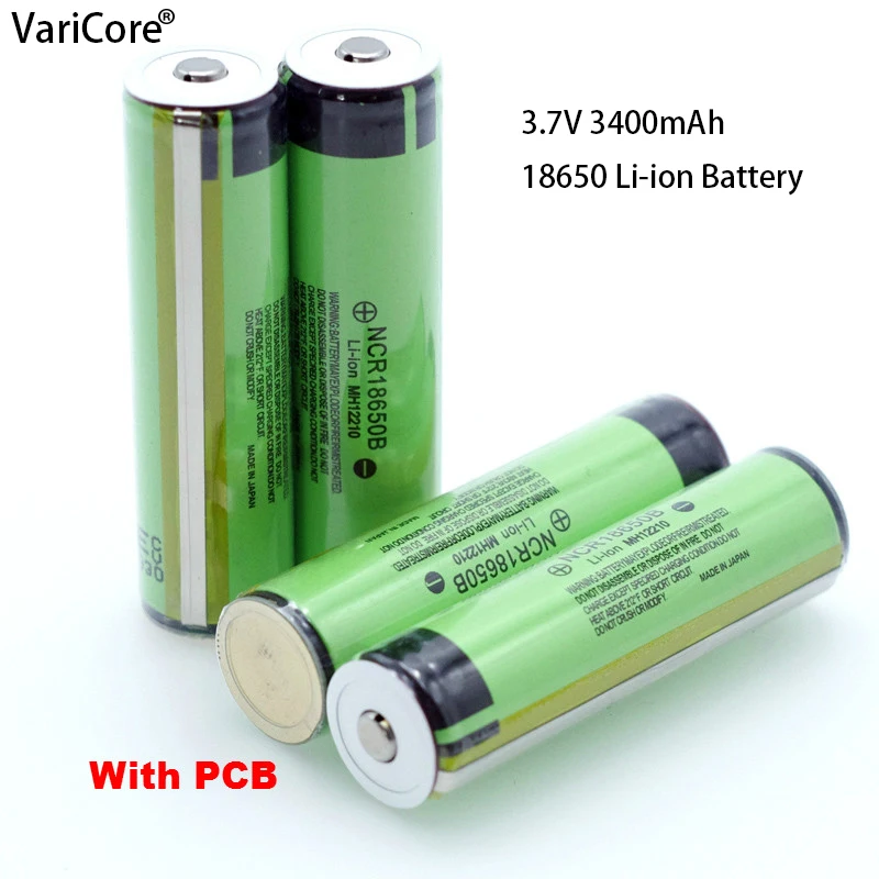 

2020 VariCore 100% New secure Original NCR18650B 3400mAh 18650 Rechargeable Battery with PCB 3.7V for Flashlight batteries