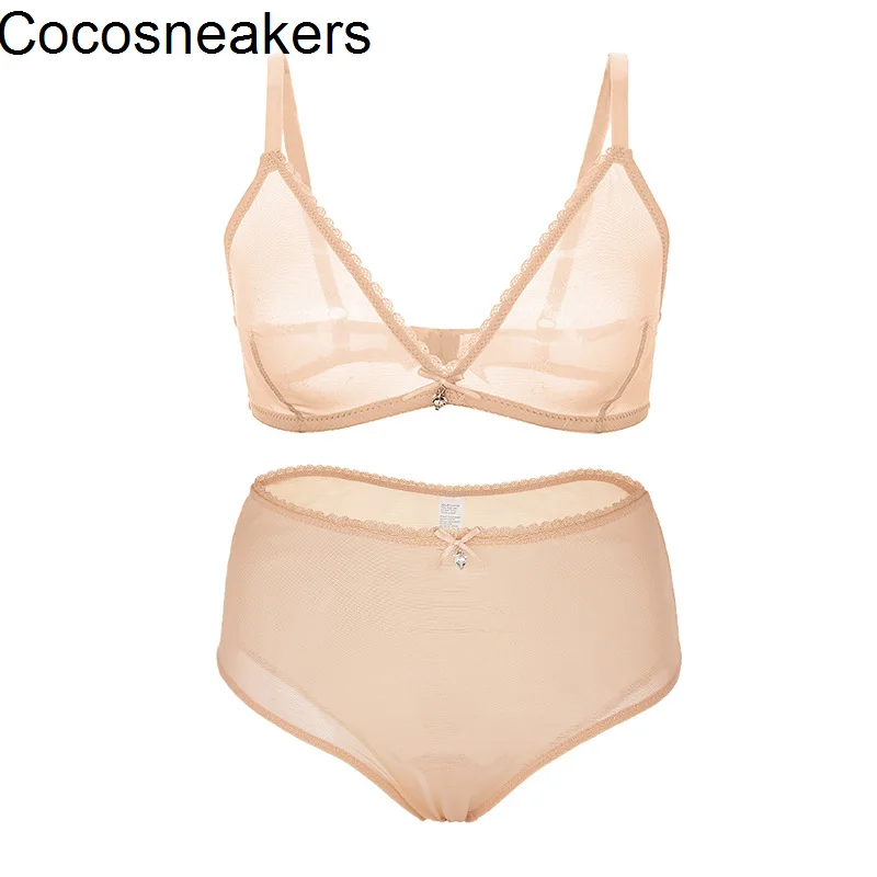 

mesh sexy bra set high waist underwear temptation ultra-thin transparent deep V underwear comfortable