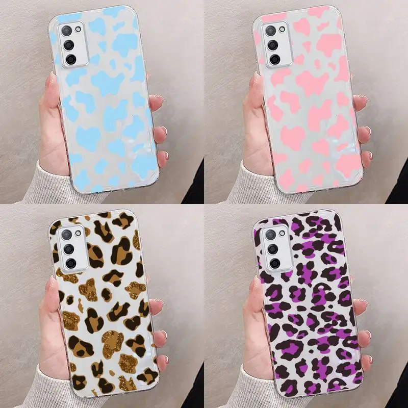 

Leopard Print Phone Case Transparent For oppo RENO A 1 2 3 4 5 7 8 Z 2Z SE ACE PRO moible bag