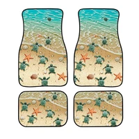 jun teng rubber water and dirt resistant material easy disassembly cleaning beach sea turtle printing style car foot mat 4pcs