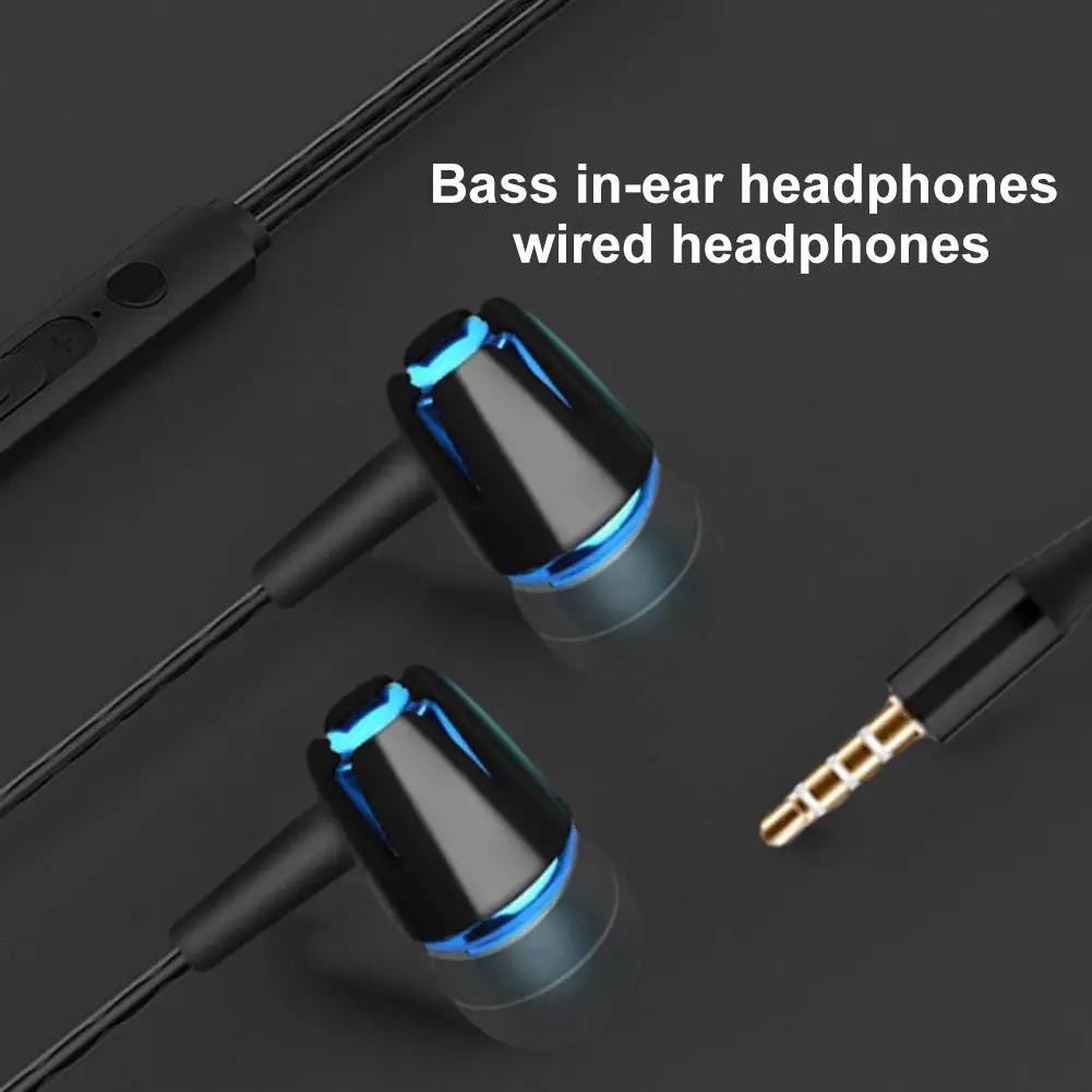 

Sports 3.5mm Night Run Earphone Glowing Zipper Earpods Luminous Light Night Light Stereo Bass In Ear Sports Headset With HD Mic