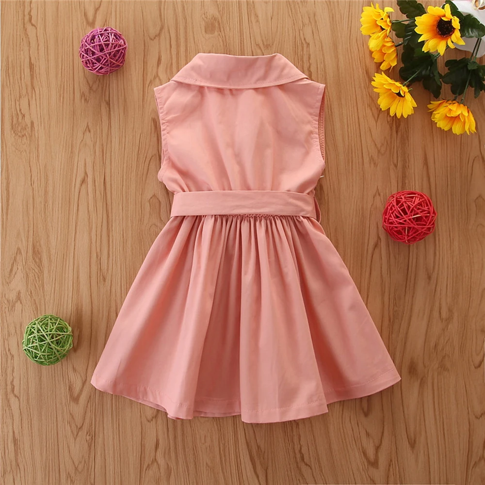LOOZYKIT Girls Dress England Style Fashion Sleeveless Double-Breasted Kids Princess Children Dresses Clothes 3-7Year | Детская одежда и