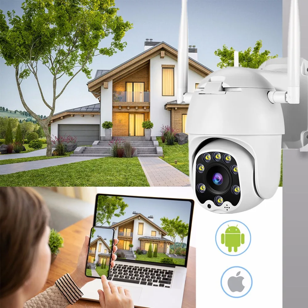 1080P 2MP Беспроводная IP камера Wifi скоростная купольная PTZ наружная IP66 Onvif двухсторонняя аудио IR CCTV камера видеонаблюдения наружная