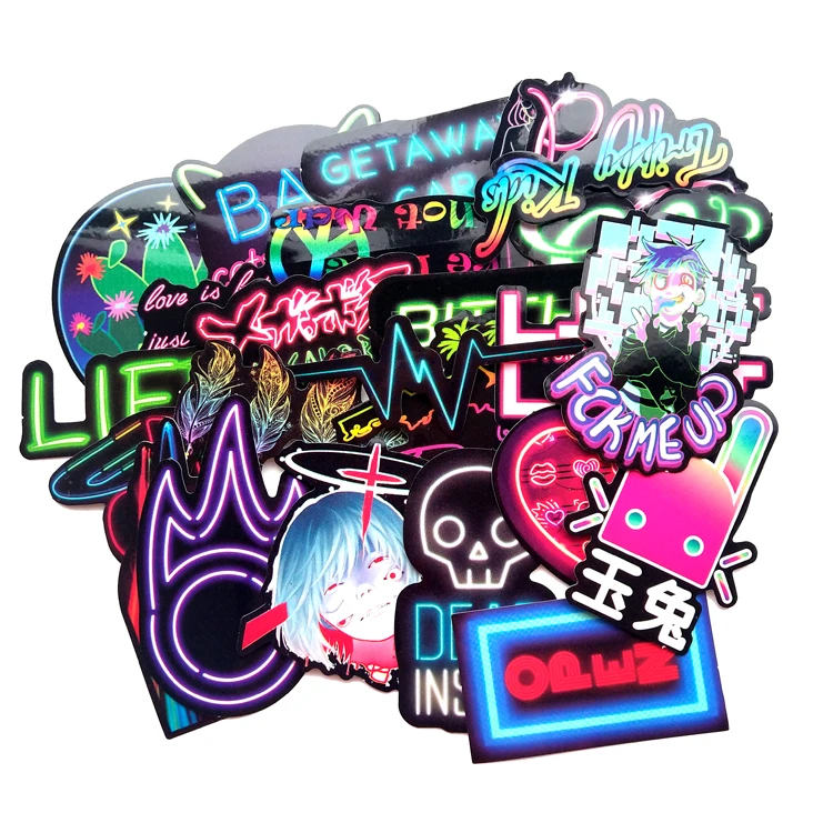 25 шт. неоновая световая наклейка аниме икона животные милые Надписи Наклейка s
