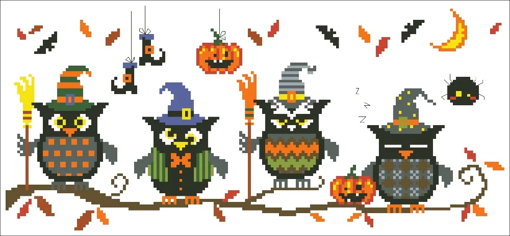 

Owl magician cross stitch package bird animal 18ct 14ct 11ct white cloth cotton thread embroidery DIY handmade needlework