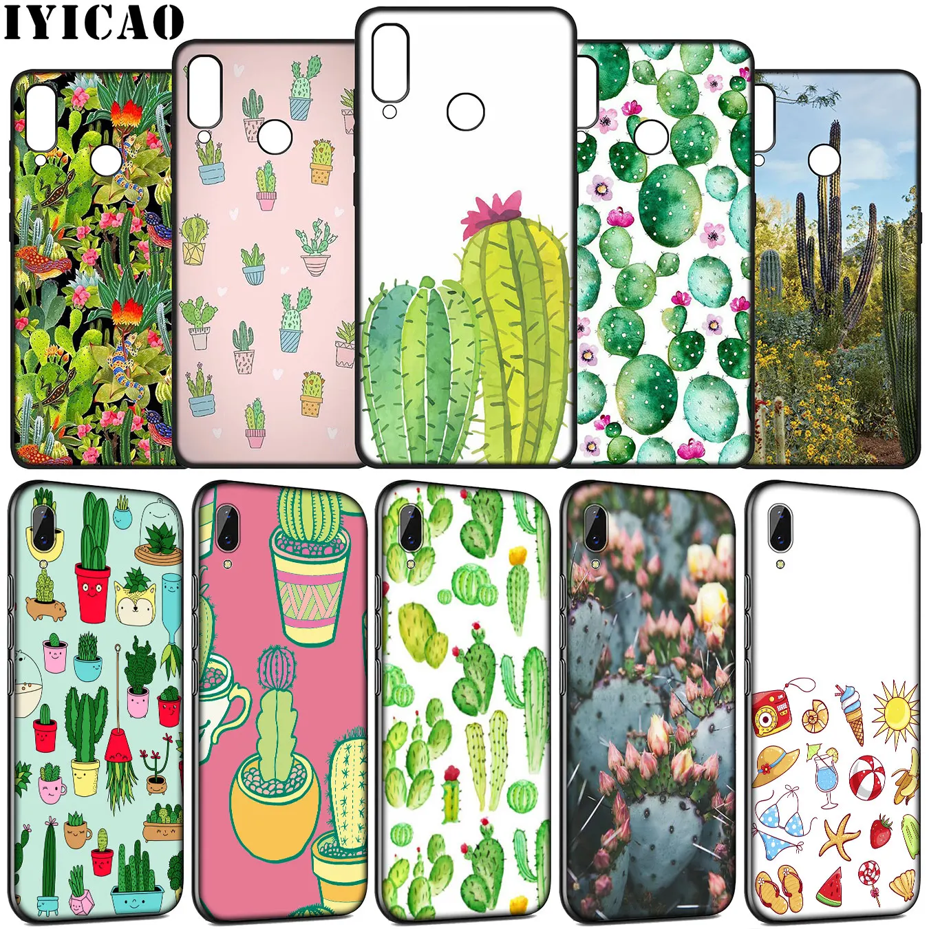 Роскошный мягкий силиконовый чехол IYICAO с растениями и кактусами для Huawei Y9 Y7 Y6 Prime