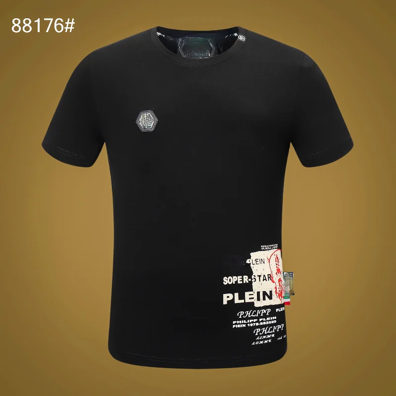 

2021 Summer Fashion P Men 1:1 Quality Cotton T Shirt Streetwear Hot Drilling Shull Drong Embroidery Tshirt Luxury Designer Tops