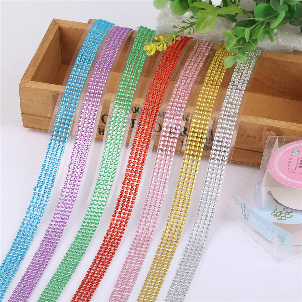 

20 Pieces Shiny Gold Acrylic Rhinestones Tapes Decorative Tape For DIY Scrapbooking Adhesive Tapes for Photo Album Stationery