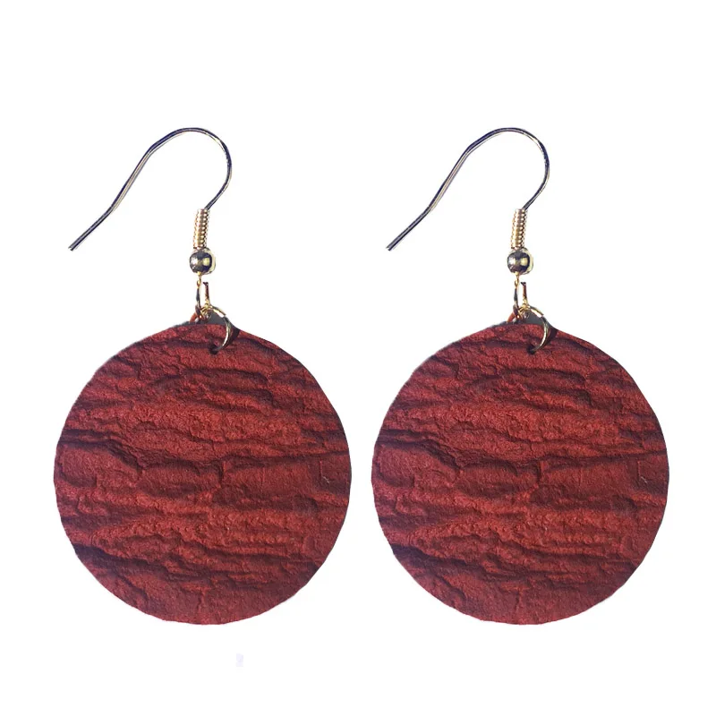Cpop новые винтажные круглые серьги из натуральной кожи для женщин однотонные