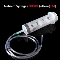 200ml hydroponics feeding health plastic reusable big large measuring nutrient sterile syringe with 100cm clear tube kit set