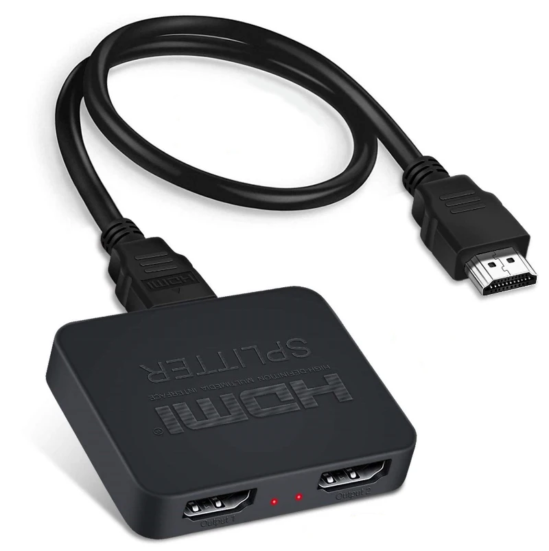 

1X2 Switch Splitter Hdmi-Compatibel 4K 60Hz 1 In 2 Out Voor Dual Monitoren Volledige hd 1080P 3D Komen Met High Speed Hdmi Kabel