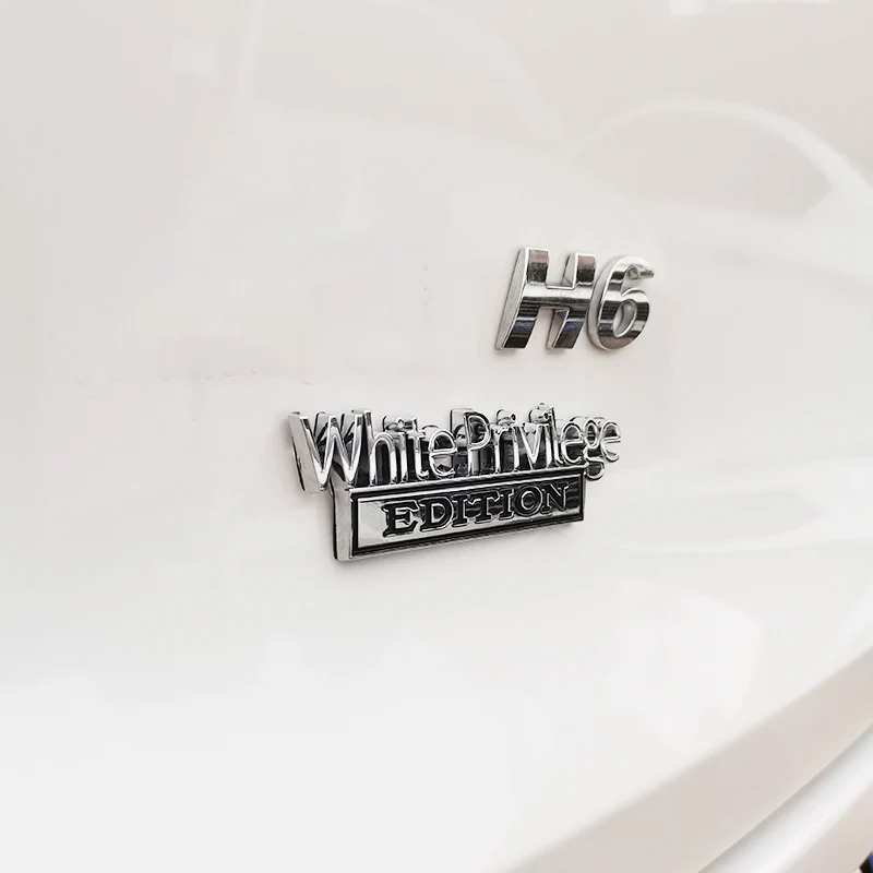

White Privilege Edition Emblem Badge Car Sticker For Jeep Compass Patriot Renegade Ford F150 F250 F350 Chevrolet RAM GMC Hummer