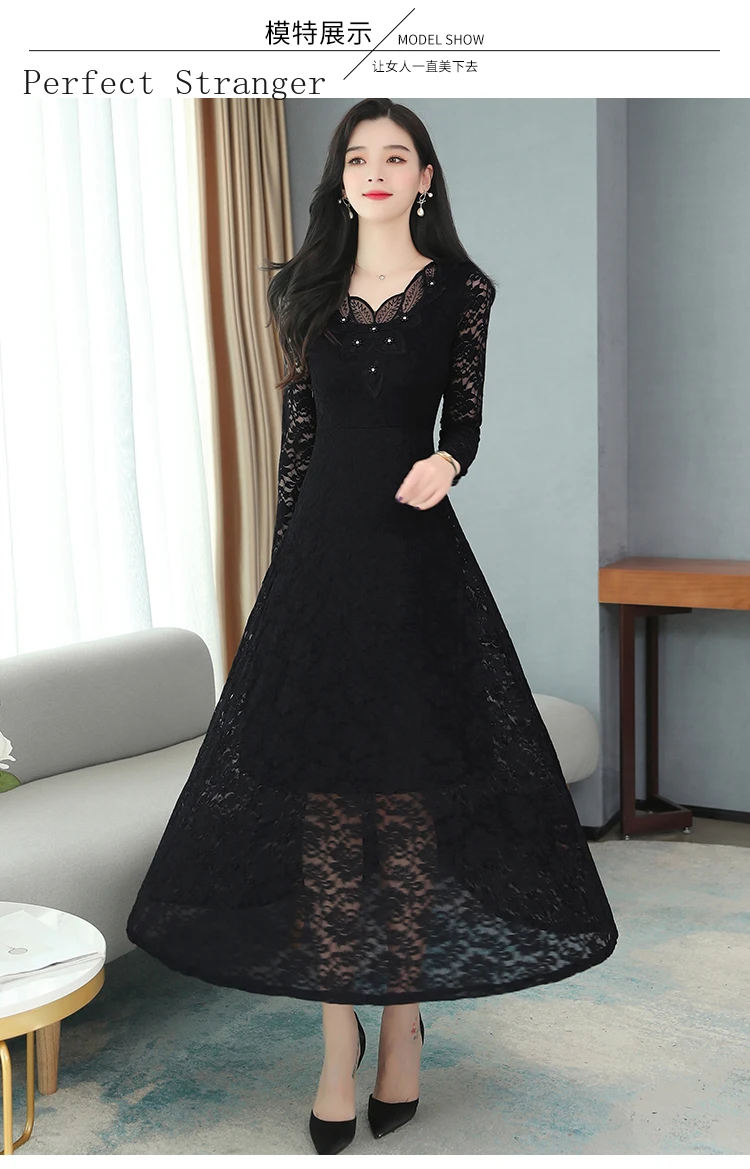 Женское длинное кружевное платье элегантное в стиле ретро с цветочной вышивкой и