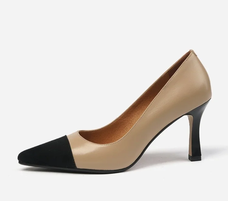 

2020 autumn new pointed light mouth thin heel color matching high heel shoes commuting color matching women's single shoes
