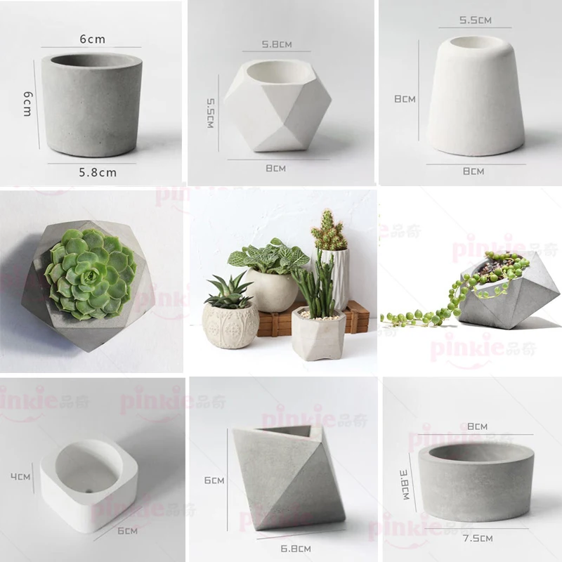 Цементный цветочный горшок силиконовая форма для зеленых растений бетона