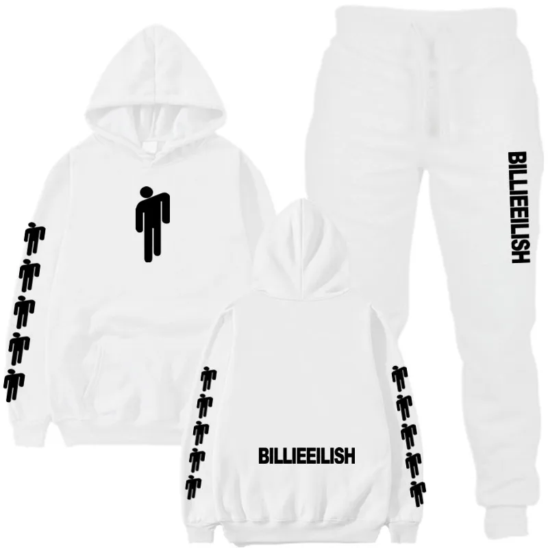 

Men's and women's sports tracksuit set with white hood and women's hoodie