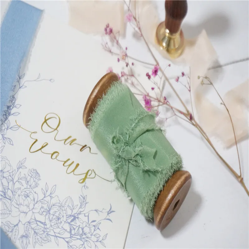 ins style ribbon 25mm 30mm 50mm Pure Silk Frayed Edged wedding ribbon packaging ribbon silk ribbon soft ribbon