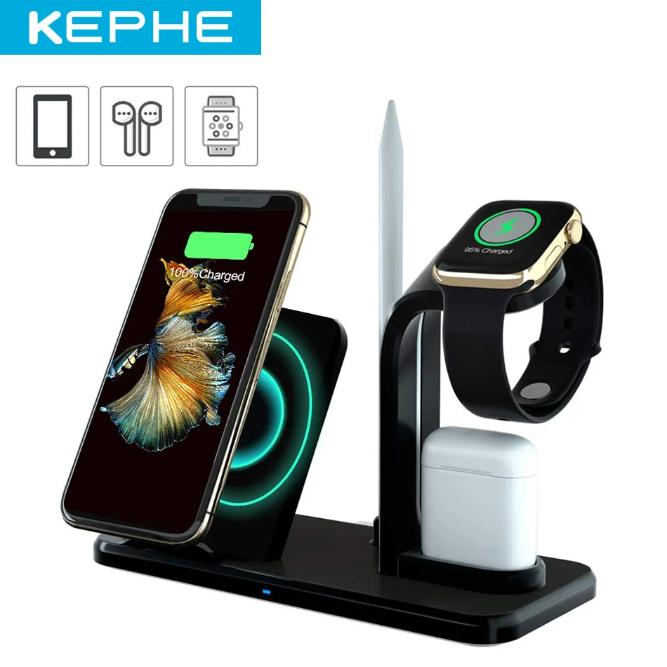 Беспроводное зарядное устройство KEPHE Qi 3 в 1 для Apple Watch Series 4 2 Iphone XS MAX XR 8 Plus X + Iwatch
