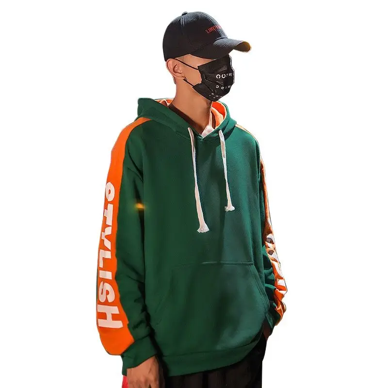 

Fashion men hoodies spring couple hooded sweatshirt autumn mens print Loose pullover High street hip hop big pocket streetwear