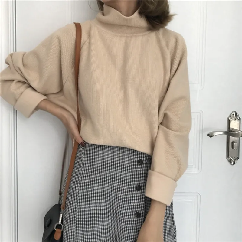 RealShe Cashmere Sweater Women 2019 Turtleneck Long Batwing Sleeve Sweaters Ladies Autumn Casual Loose Fall for Femme | Женская одежда