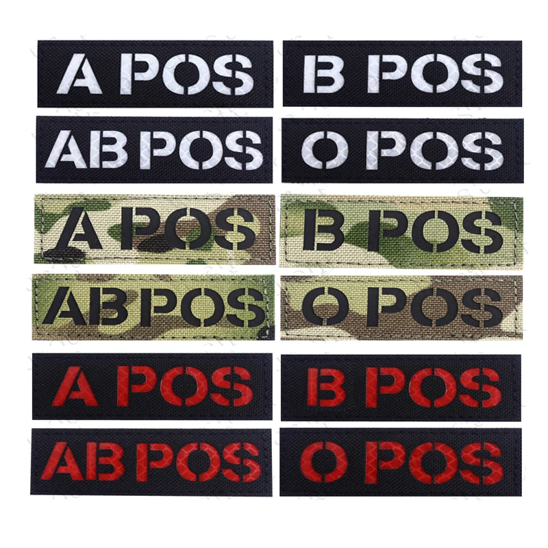 Крови Тип A B O AB POS инфракрасный обратный Тактический Военный Патч сp Multicam чехол