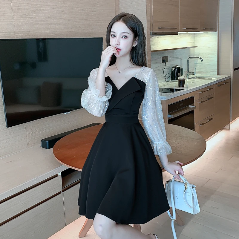 Маленькое вечернее платье женское банкетное темпераментное повседневное