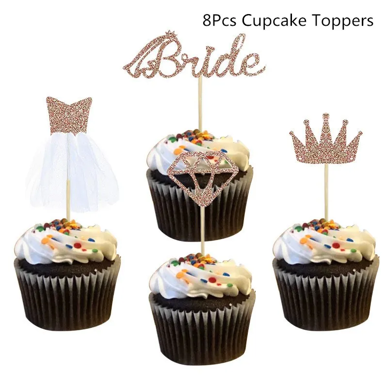 8Pcs Chicinlife розовое золото буквы "Bride to be" Фольга шар детский ободок-Тиара девичник вечерние украшения Свадебные Душ Поставки - Цвет: 8Pcs