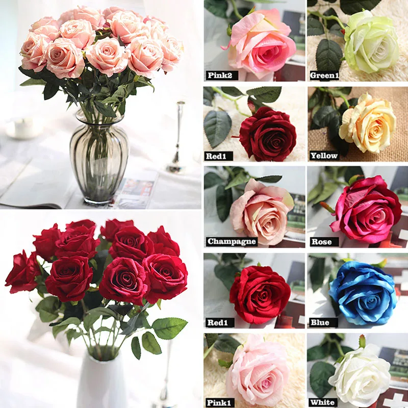 1/5/10/20Pcs Rose Artificial Flowers Wedding Fake 10 Style Color Home Decoration Valentine's Day Flores Artificiales D40 | Дом и сад