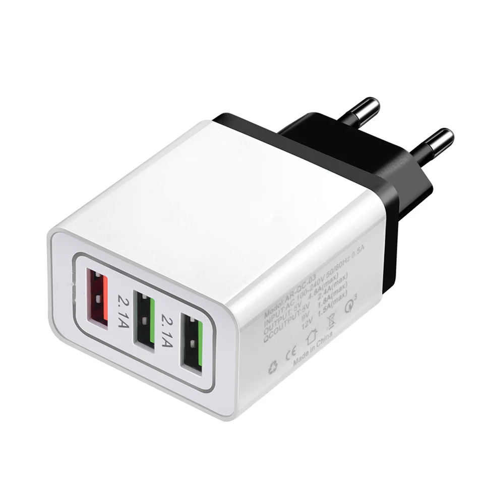 Зарядное устройство для мобильного телефона YKZ LED дисплей 3 USB зарядное устройство для iPhone Samsung Xiaomi дорожное настенное зарядное устройство для зарядки телефона Usb адаптер