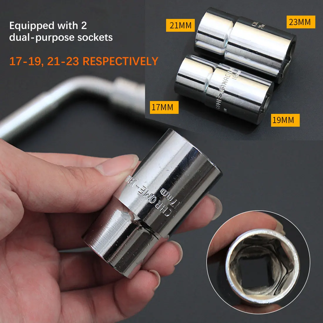 

Car Wrench 360-500mm Telescoping Lug Wrench Spanner Lug Wheel Wrench with Sockets Wrench Car Repair Tools 17/19, 21/23mm