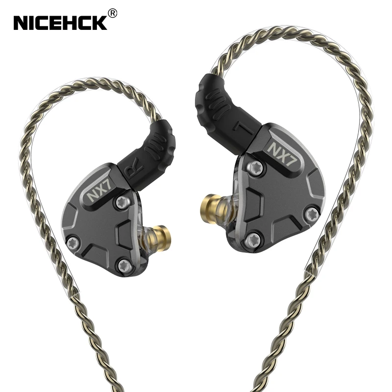 NICEHCK NX7 наушники в ухо 4BA+ двойной карбоновый нанотрубка динамический+ пьезоэлектрическая керамика Гибридный 7 Драйвер единиц HIFI IEM металлическая гарнитура