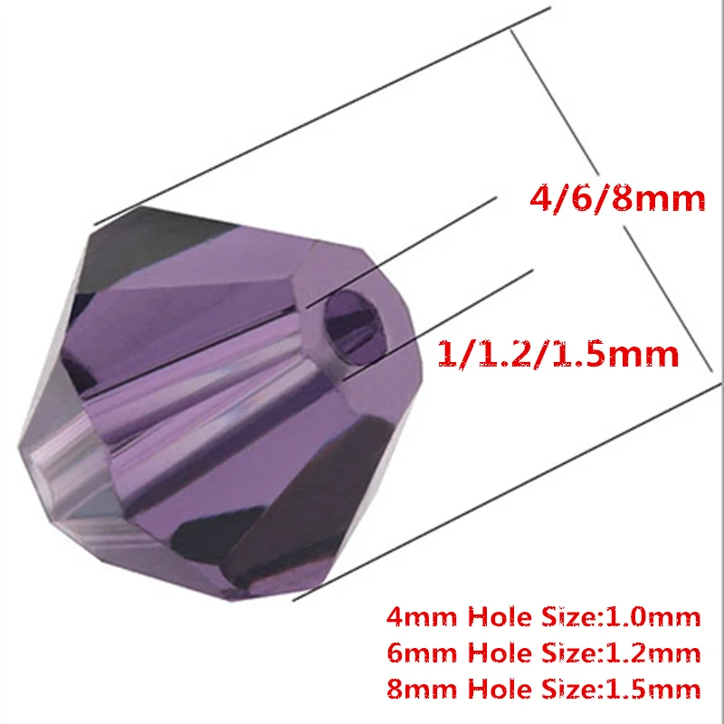Блестящие хрустальные бусины 4/6/8 мм двухконусные стеклянные россыпью для