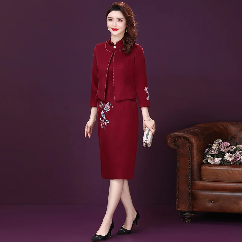 

Two Piece Fashion Free Shipping Wedding Mother Dress Noble Cheongsam Foreign Style Young Banquet Set