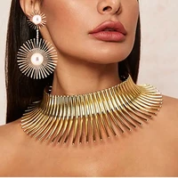 african earrings jewlery necklace punk wide alloy collars statement fashion flower sun collar earring set ornament jewelry