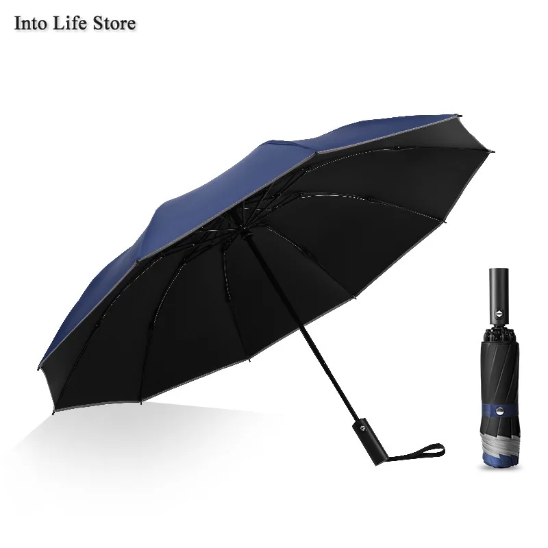 

Parasols Automatic Reverse Umbrella Beach Luxury Umbrella Rain Women Reflective Stripe 10K Car Men Business Gift Ideas UPF50+