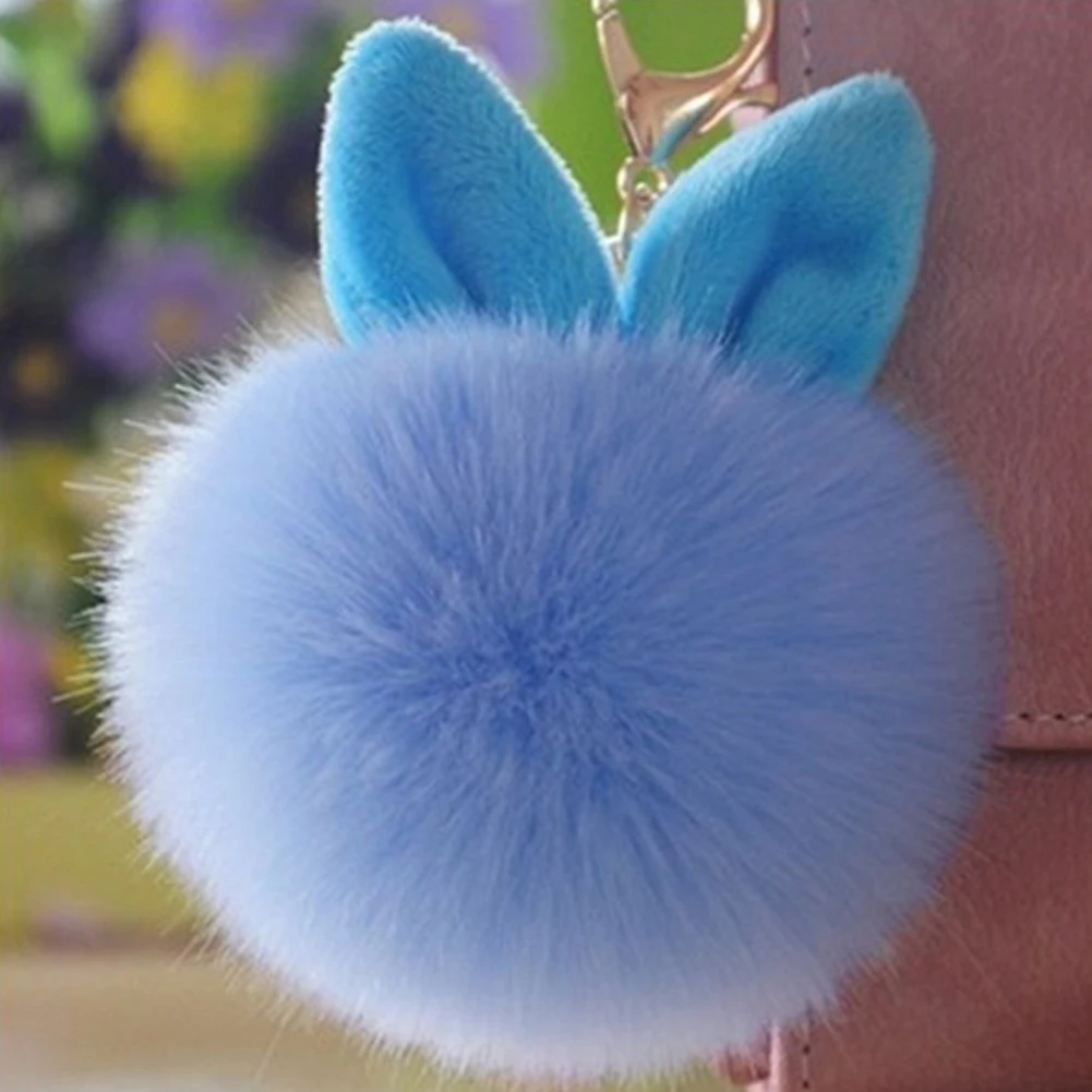 9 см пушистый искусственный мех енота брелок с помпоном кольцо для ключей