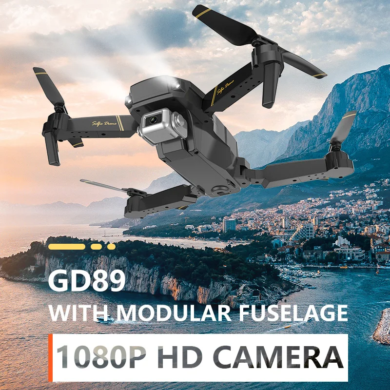 Складной Дрон GD89 с камерой HD 1080P Радиоуправляемый квадрокоптер Wi Fi FPV GPS вертолет