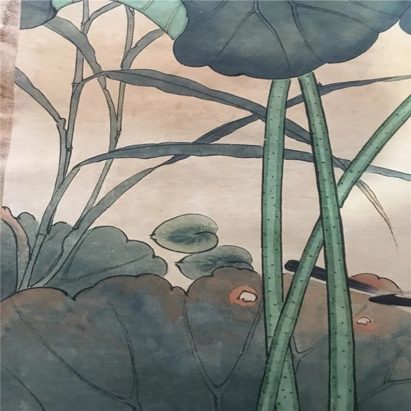 

Chinese Old Scroll Yu Dragonfly Of Lotus Pictures Painting Rice Paper Slice