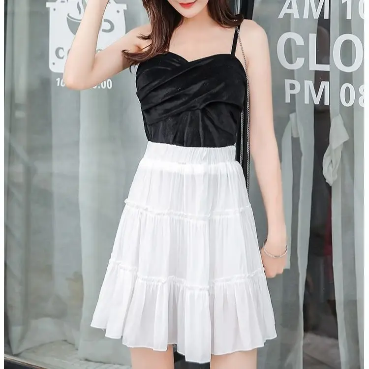 

Pleated Skirt Women's 2021 Summer New Student Korean Style High Waist Slimming Pleated A- Line Skirt