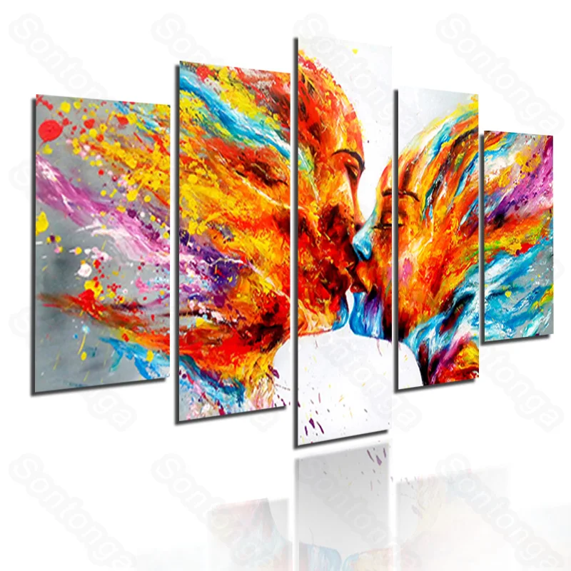 

Watercolor Painting Character Light Kiss Heavy Color Non-Mainstream Simple Style Modern Home Decoration Art Poster Decoration