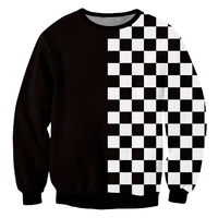 checkerboard pop grid sweater 3d anime print autumn winter jumper oversized pullovers couples holiday unisex women man clothing