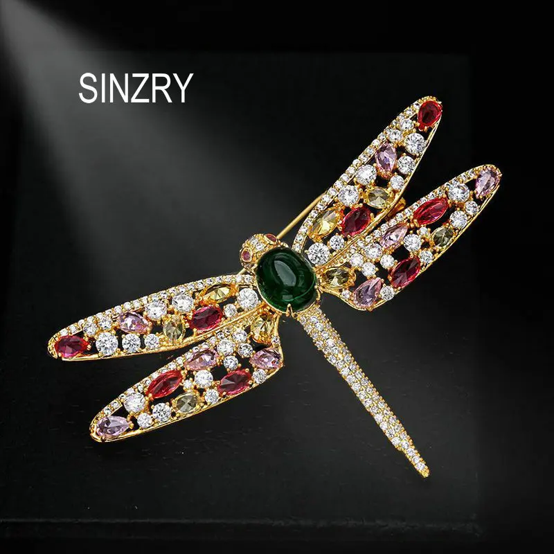 Брошь в форме стрекозы SINZRY с фианитами | Украшения и аксессуары