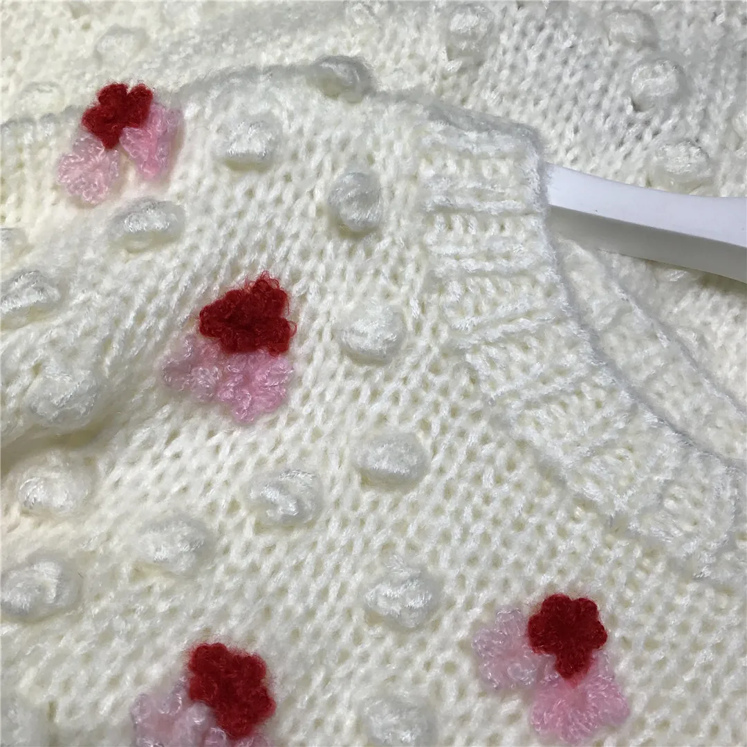 2020 New Fall Winter Loose Sweater Women O-Neck Handmade Woolen Ball Flowers Long Sleeve Casual Pullovers Knitwear Jumper Female | Женская