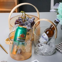 creative glass iced fruit plate household large capacity storage basket beer beverage glass barrel home decoration accessories