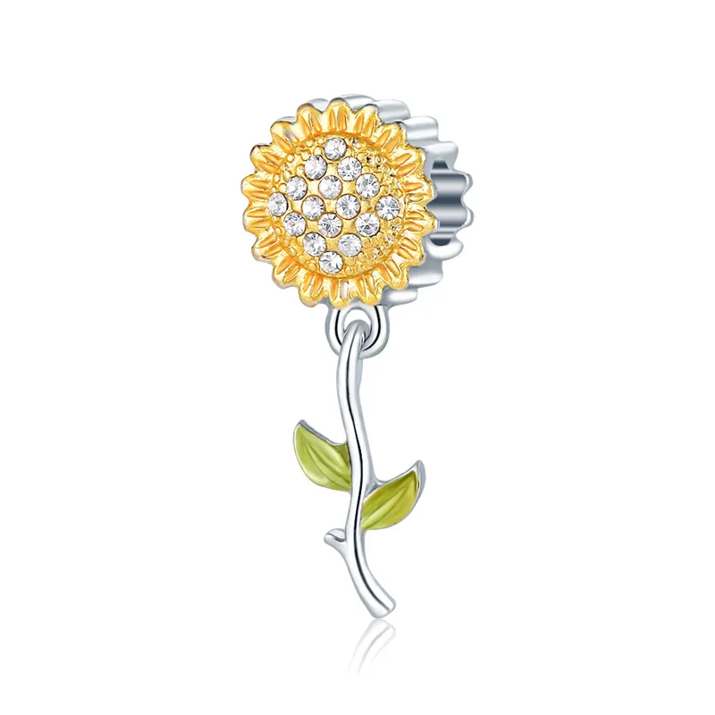 

Sunflower With Zircon Charm Fit Original 3mm Bracelet&Bangle For Women Birthday Fashion Jewelry Gift