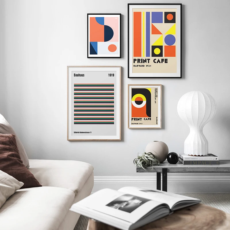 

Bauhaus Unique Geometric Exhibition Poster Abstract Minimalist Art Canvas Print Painting Wall Picture for Living Room Home Decor