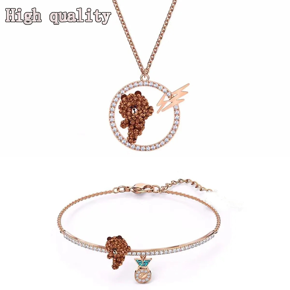

High Quality SWA Fashion Jewelry Lovely Crystal Bear Sweet Romantic Women's Necklace Best Gift Necklaces for Women