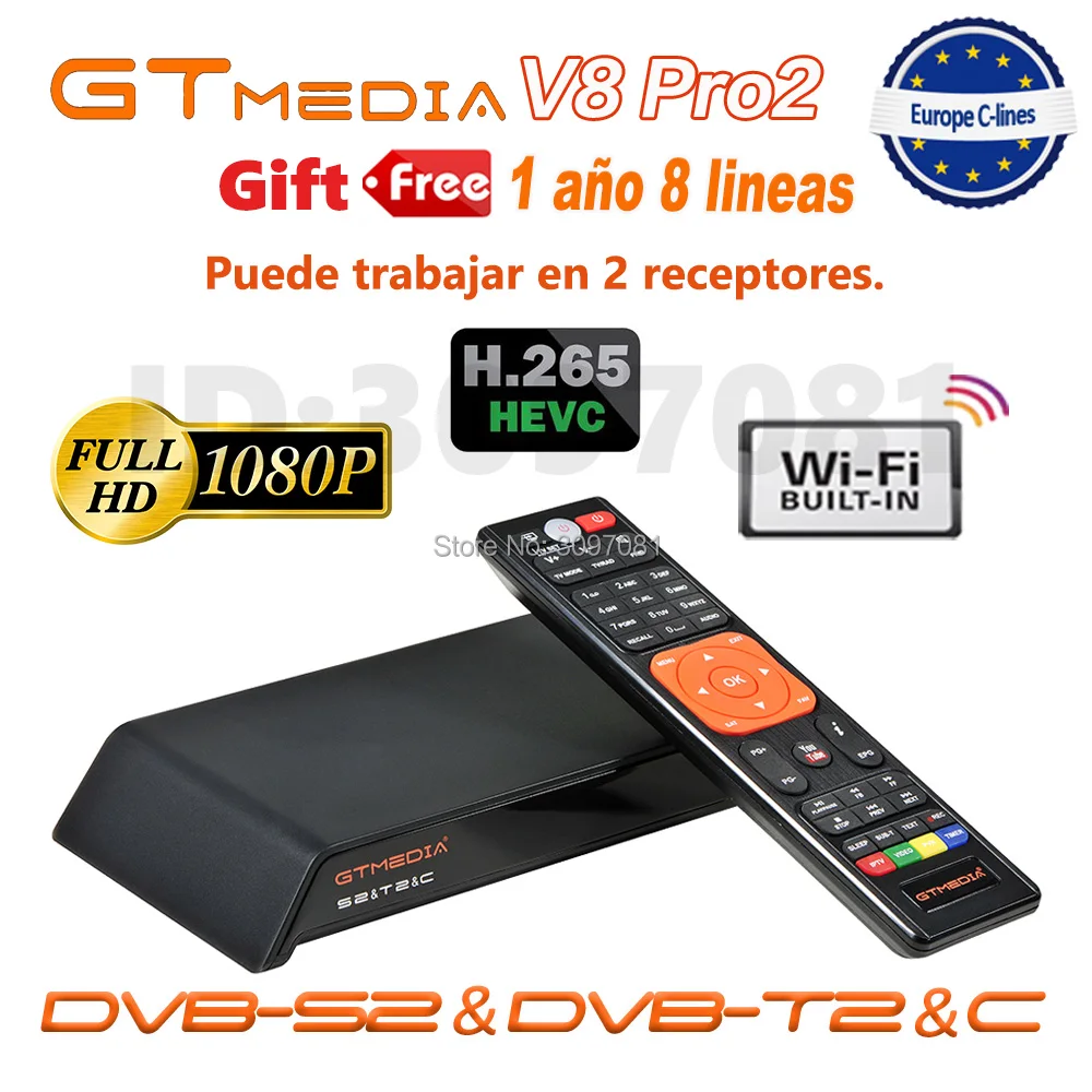 New GTmedia V8 Pro2 Satellite TV Receiver Freesat V8 Super Updated GTmedia V8 Nova with Europe Cline for 1 Year Spain Portugal